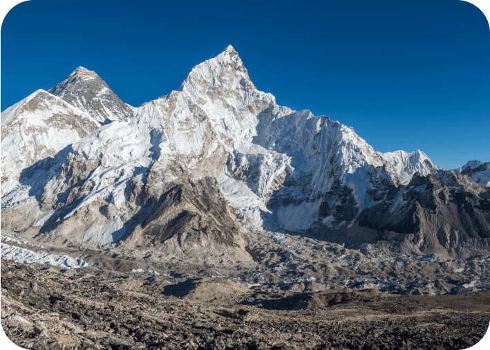 Clear view of Everest and Nuptse from Kala Patthar